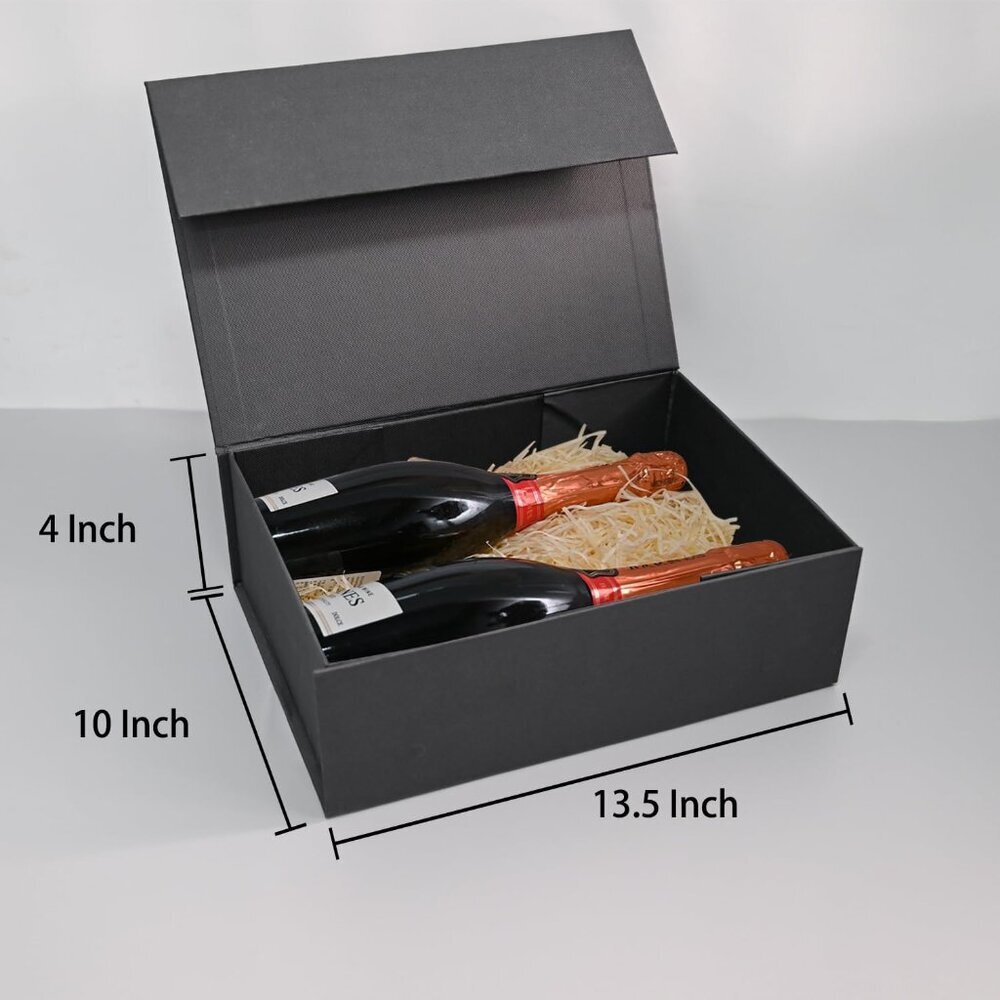 Chic Black Magnetic Gift Box 13.5''X10'' Perfect For Holidays & Celebrations View 3